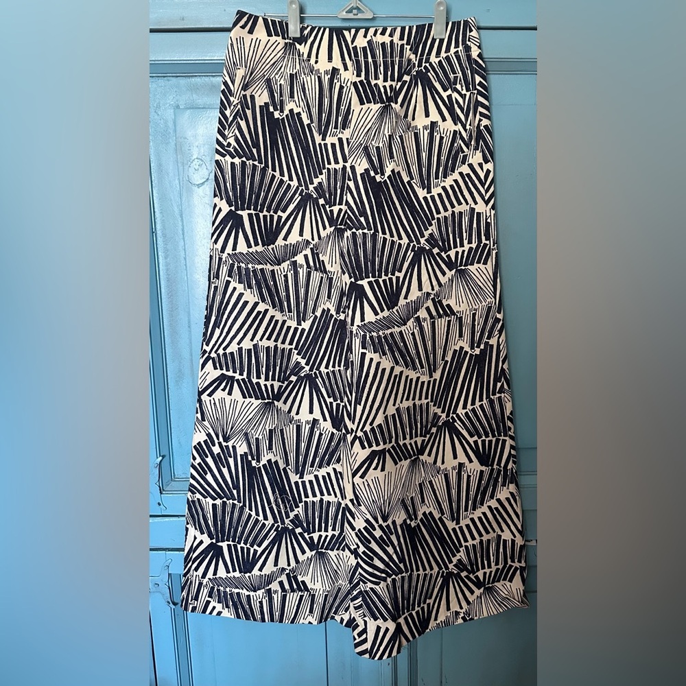 Anthropologie Monochrome Graphic Blue Motif Wide Leg